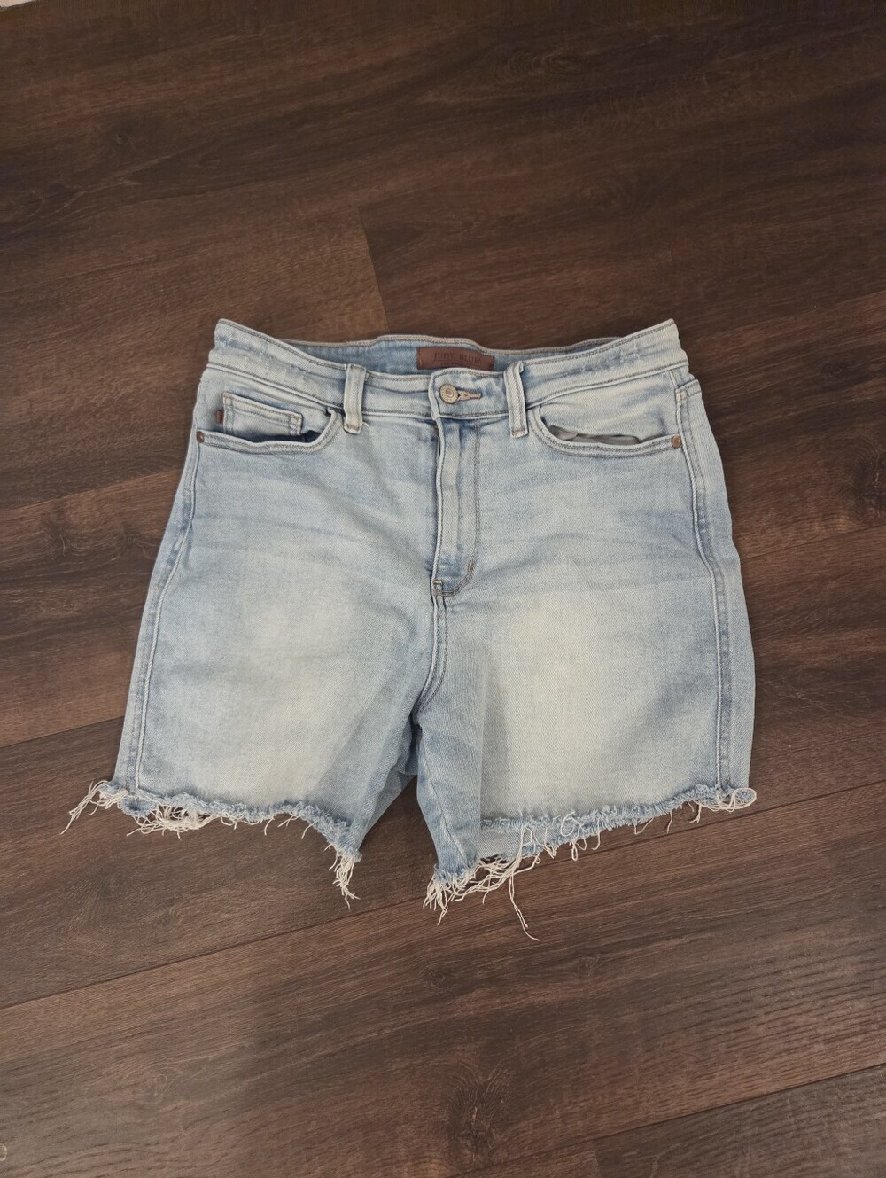 Distressed Judy Blue Light Wash Denim Shorts